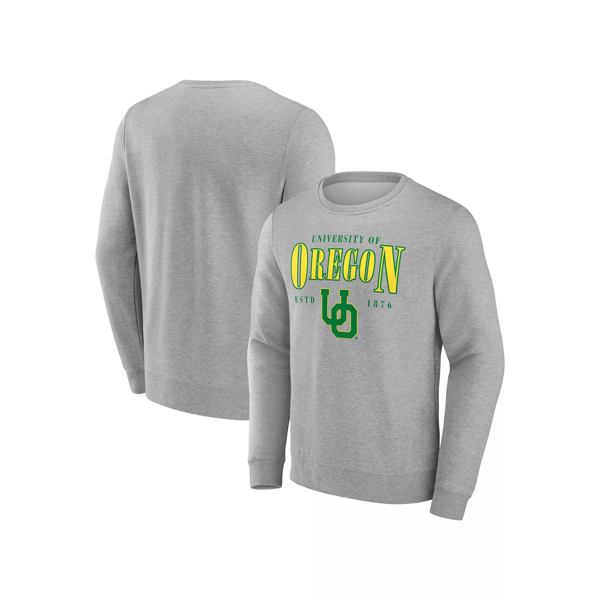 Men's Fanatics Gray Oregon Ducks True Classics Act Fast Fleece Pullover Sweatshirt,  Product Image