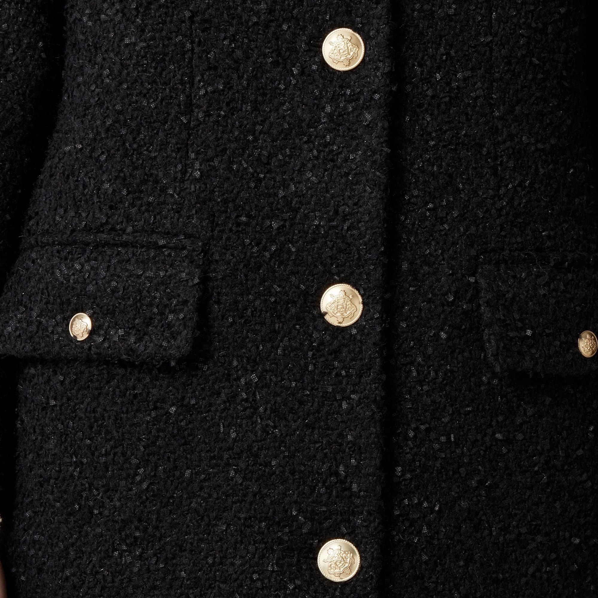 Collarless lady coat in textured tweed Product Image