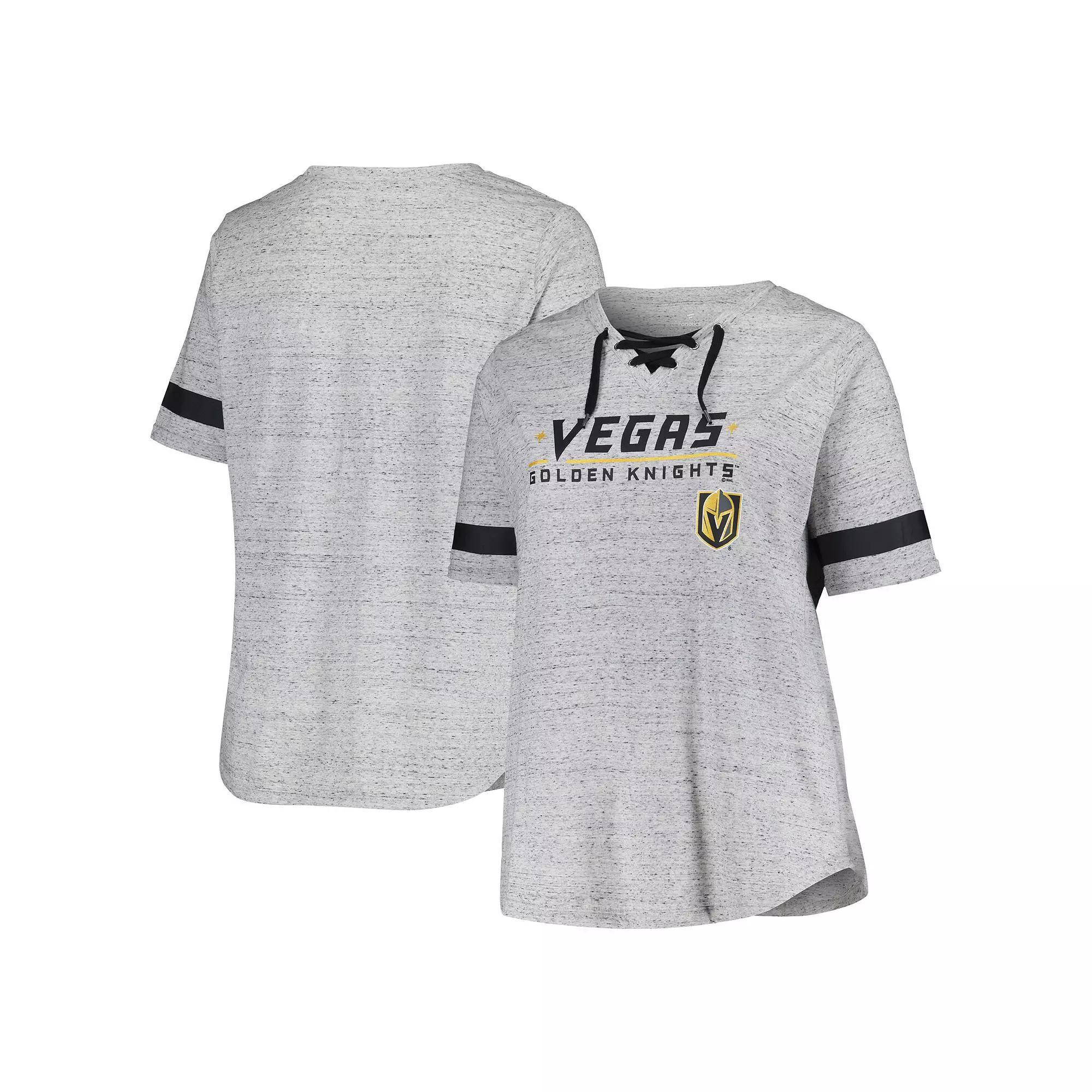 Women's Fanatics Heather Gray Vegas Golden Knights Plus Size Lace-Up  T-Shirt, Size: 4XL, Lvk Grey Product Image
