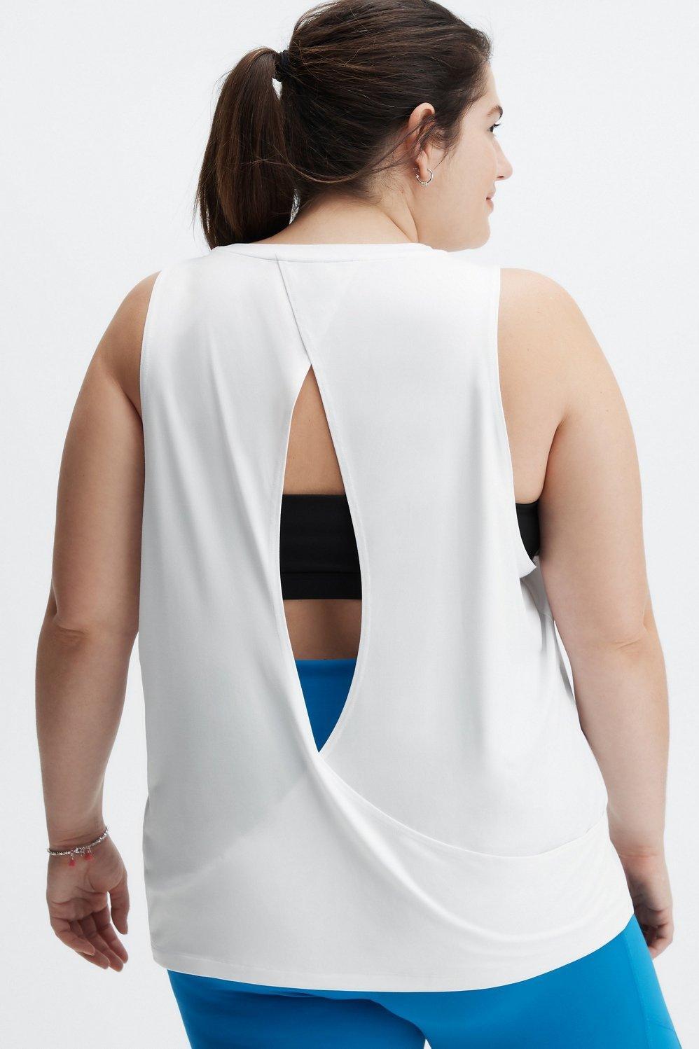 Fabletics Blake Open Back Tank Womens white plus Size 1X Product Image