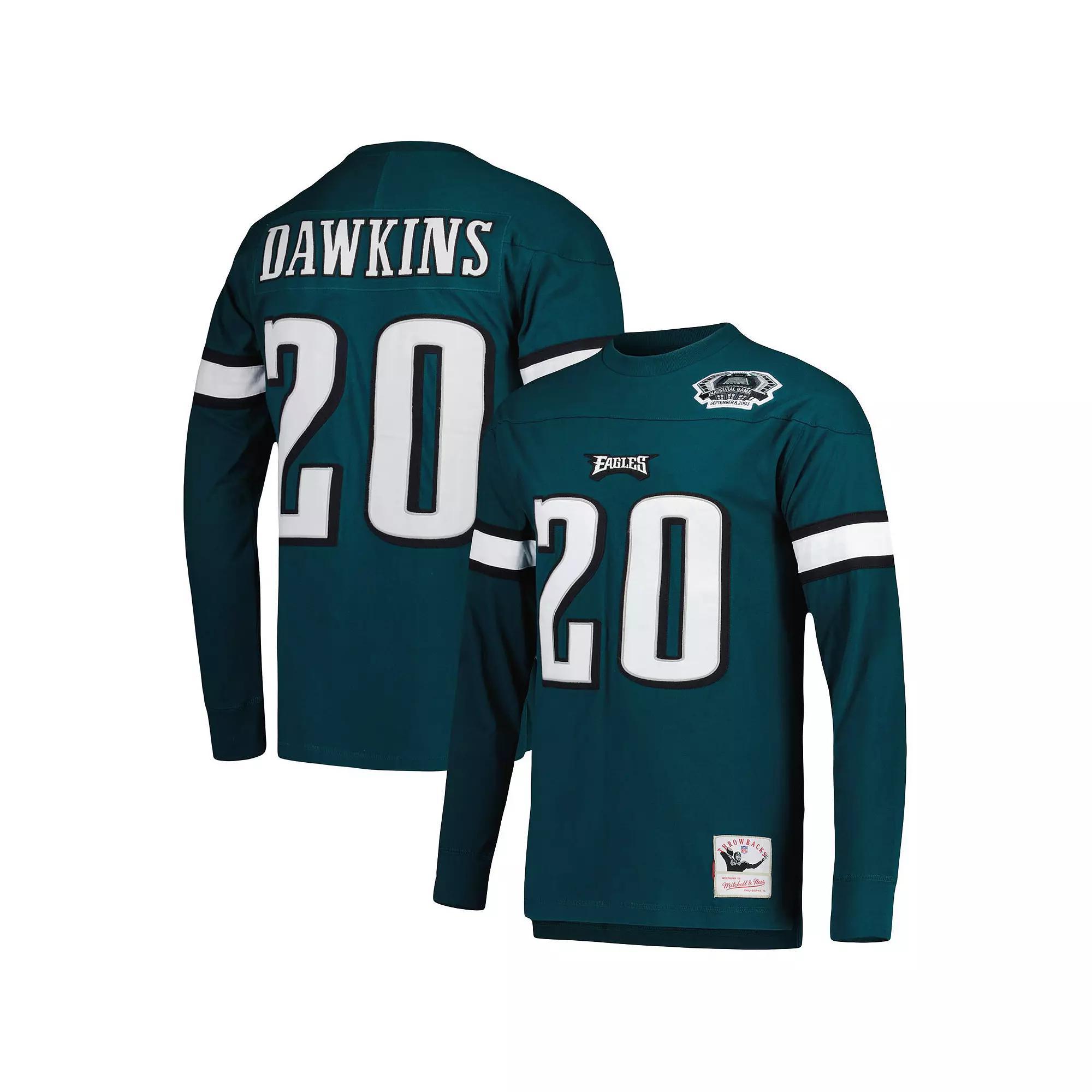 Men's Mitchell & Ness Brian Dawkins Midnight Green Philadelphia Eagles Retired Player Name & Number Long Sleeve Top, Size: XL Product Image
