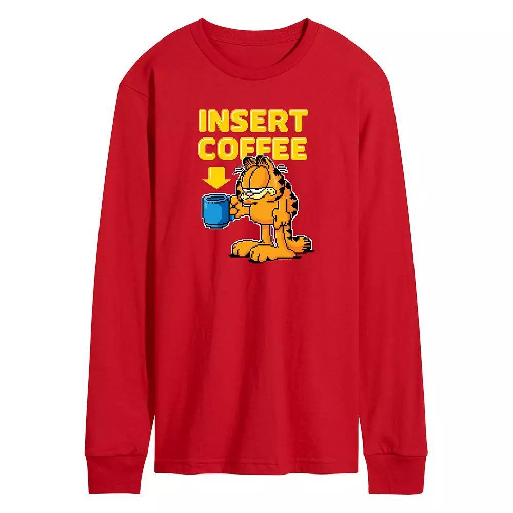 Men's Garfield Coffee Long Sleeve Graphic Tee,  Product Image