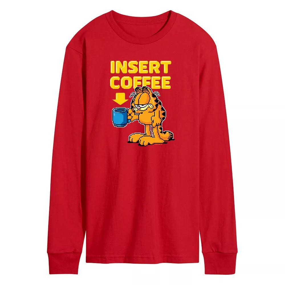 Men's Garfield Coffee Long Sleeve Graphic Tee,  Product Image