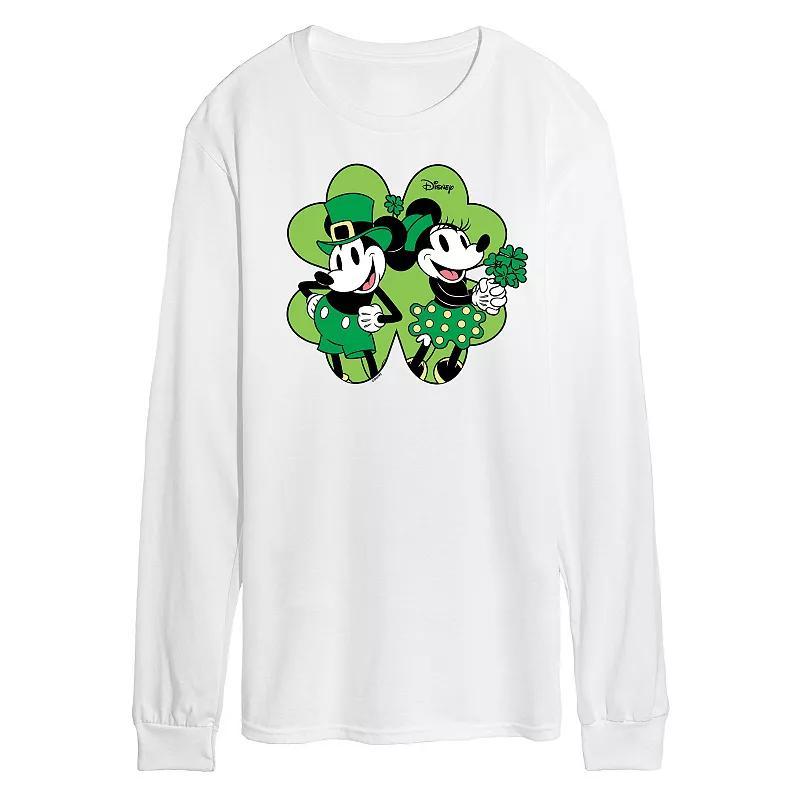 Disney's Mickey & Minnie Mouse Men's Shamrock Long Sleeve Graphic Tee,  Product Image