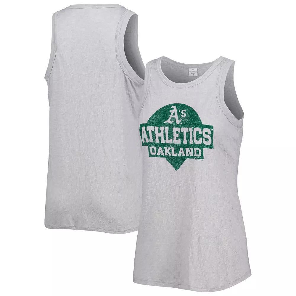 Women's Soft as a Grape Gray Oakland Athletics Tri-Blend Tank Top,  Product Image