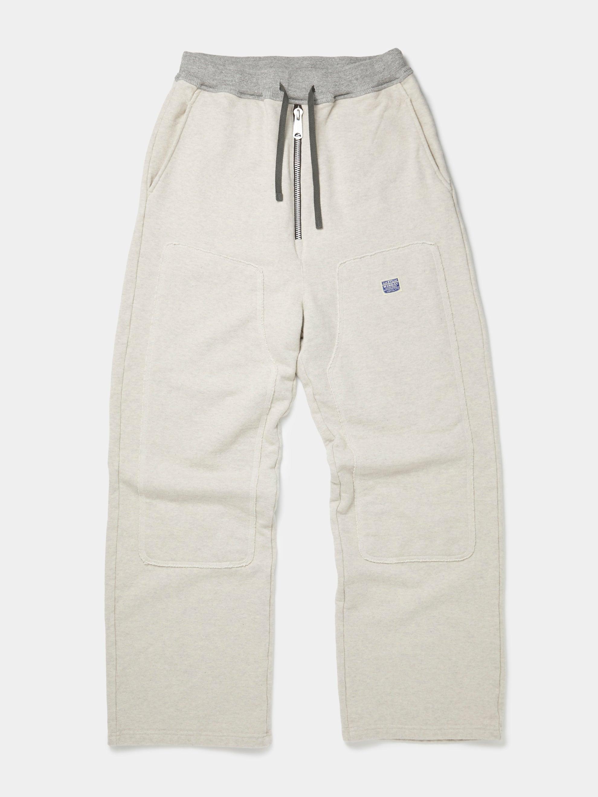 Zipper Knit W-Knee Sweatpants (Ecru) Product Image