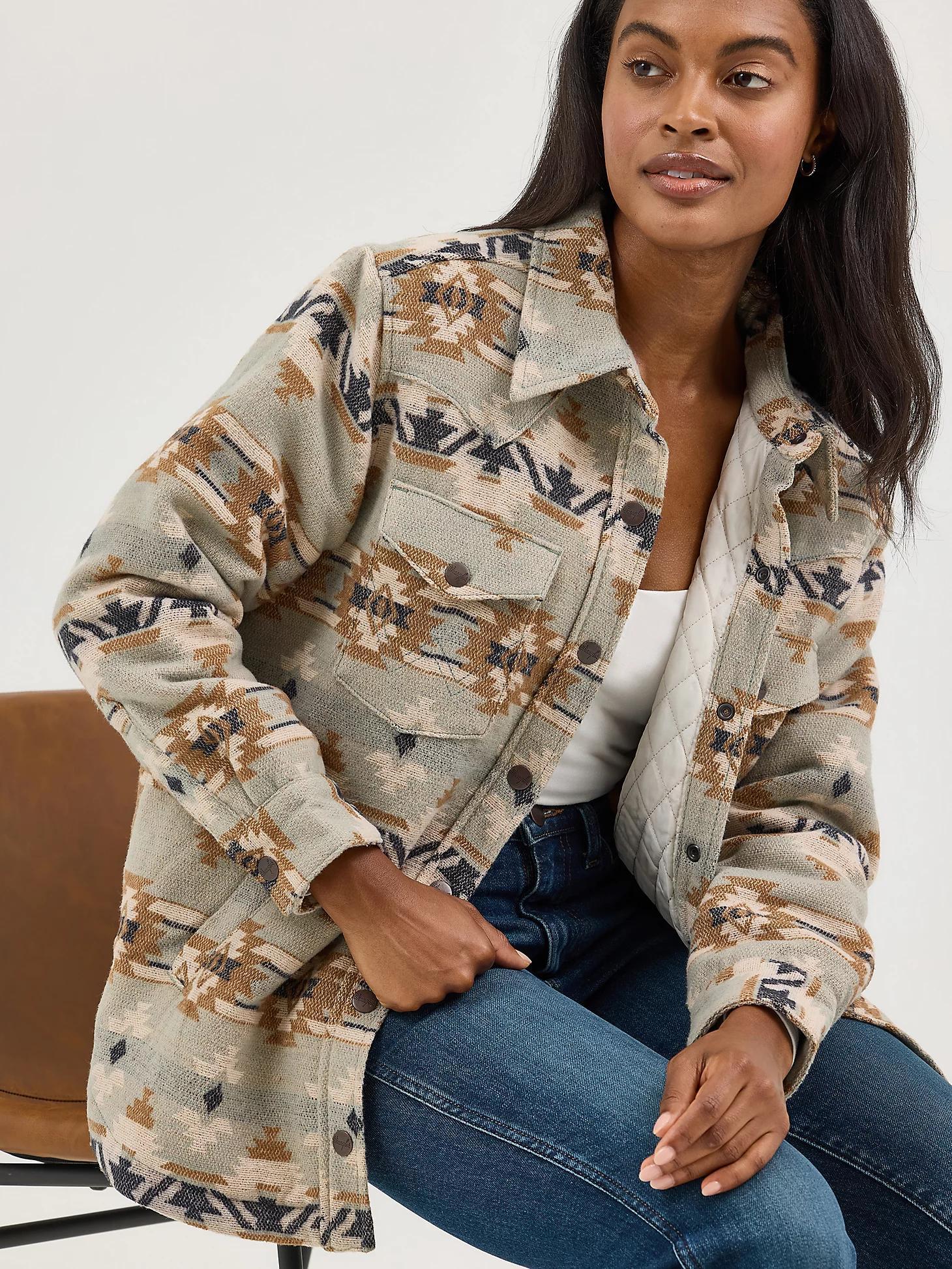 Women's Wrangler Quilt Lined Jacquard Shacket in Pale Product Image