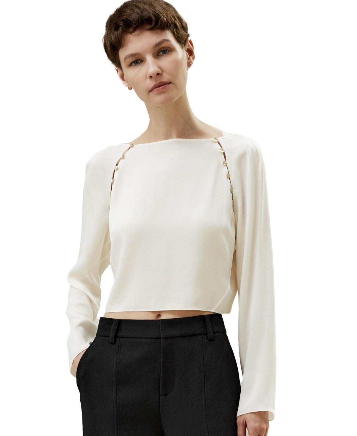 Lilysilk Womens Cropped Pullover Silk Top for Women Product Image