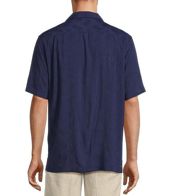 Caribbean Palm Trees Jacquard Short Sleeve Woven Camp Shirt Product Image