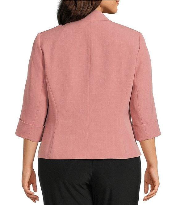 Kasper Plus Size Shawl Collar 3/4 Sleeve Open Front Crepe Jacket Product Image