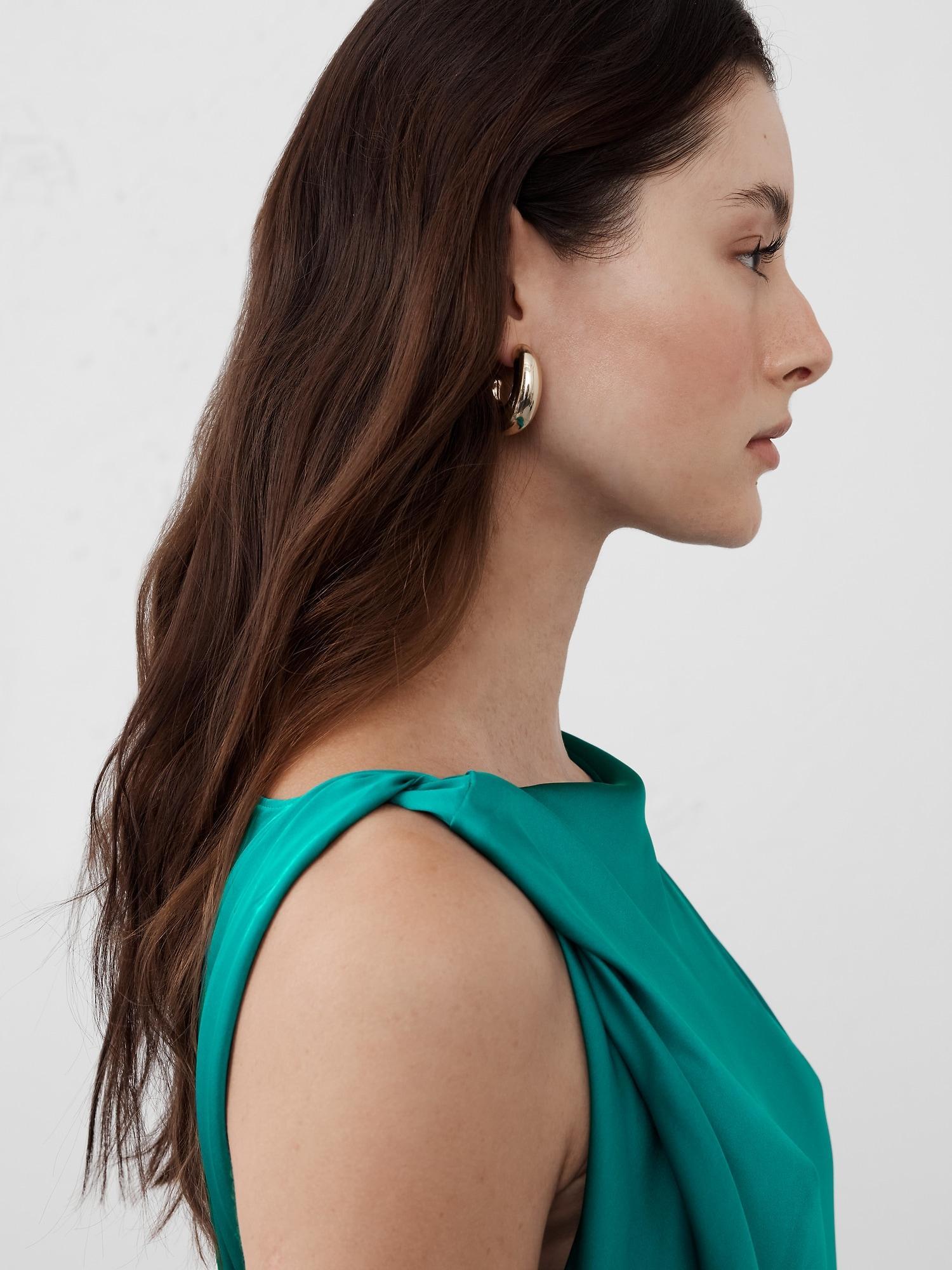 Satin Twist Shoulder Maxi Dress Product Image