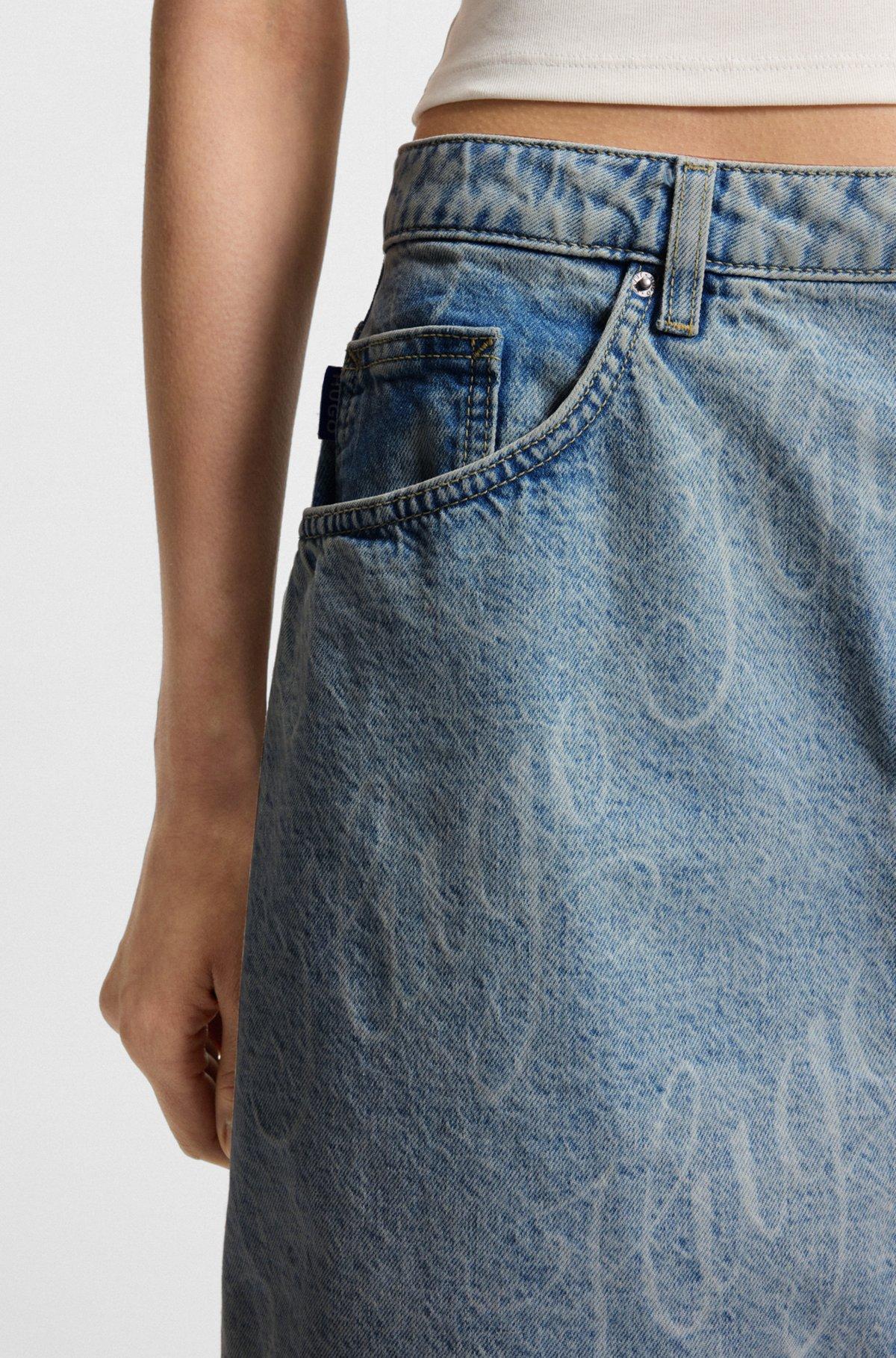 Mini skirt in logo-print rigid denim Product Image