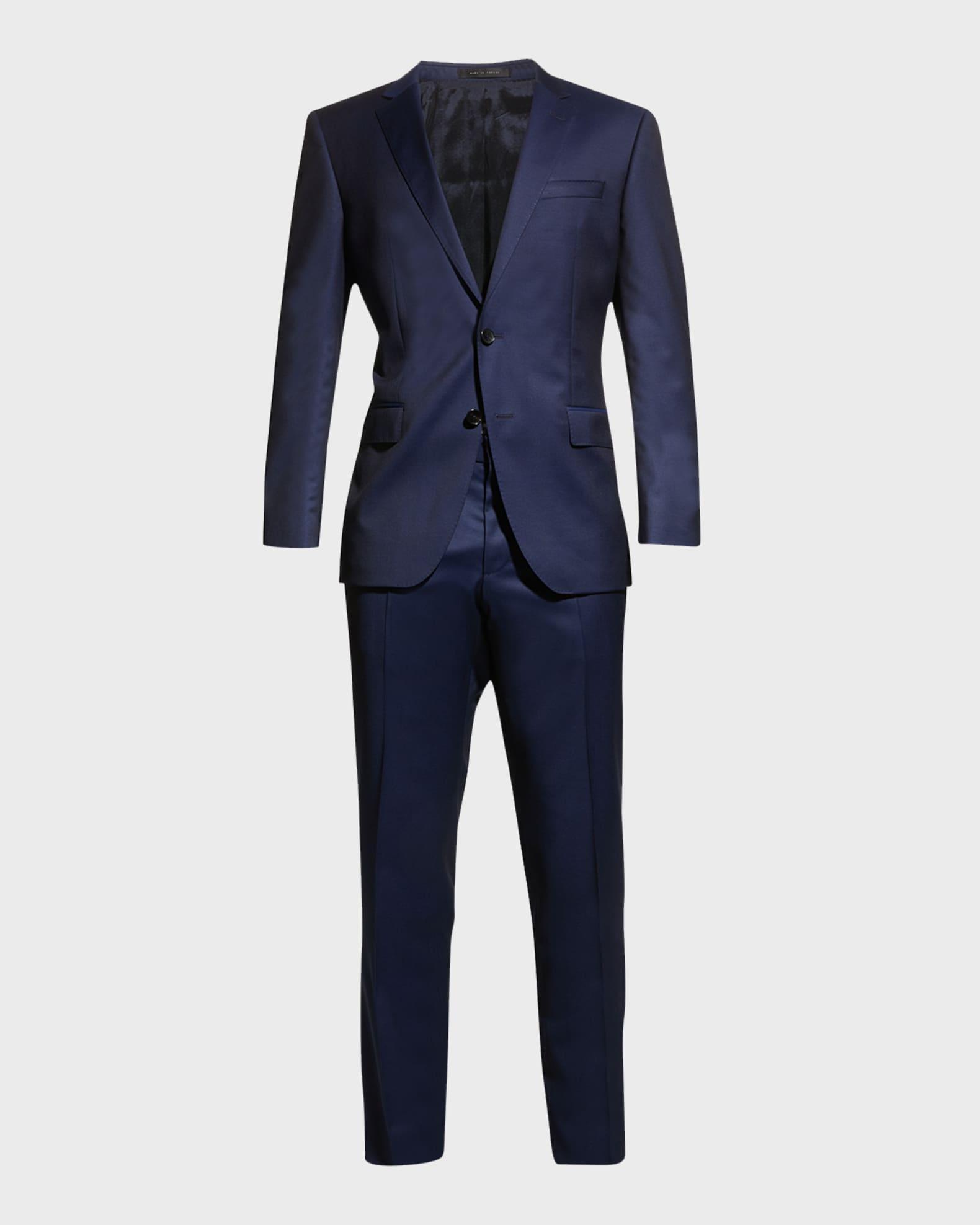 Men's Wool Basic Two-Piece Slim Fit Suit, Blue Product Image