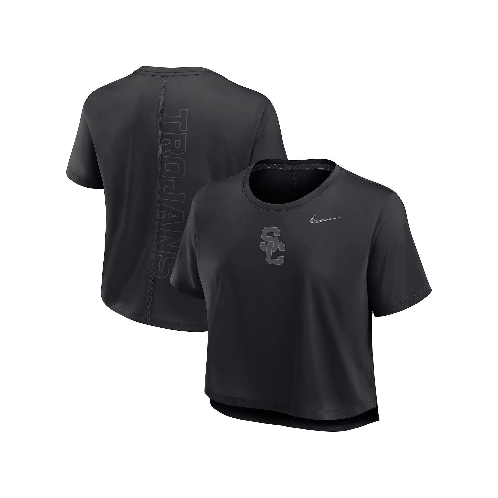 Women's Nike Black Ohio State Buckeyes Performance Cropped T-Shirt, Size: XL Product Image