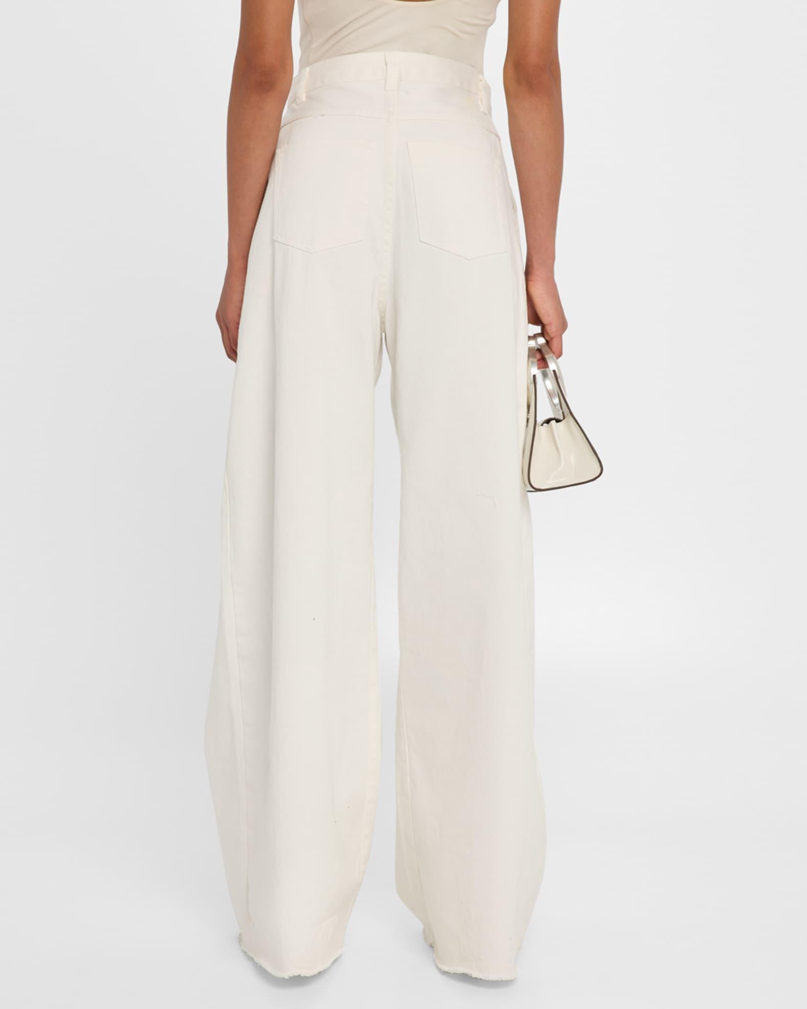 Pleated Wide-Leg Denim Trousers Product Image