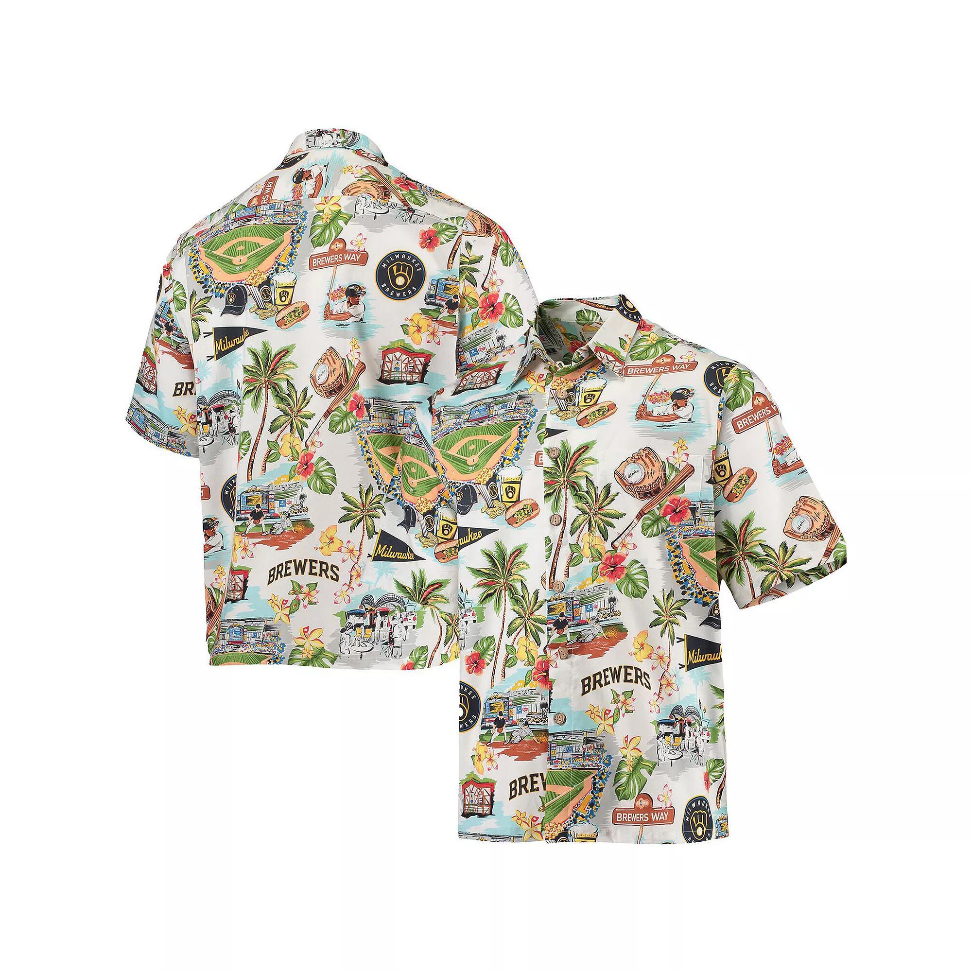 Men's Reyn Spooner White Milwaukee Brewers Scenic Button-Up Shirt,  Product Image
