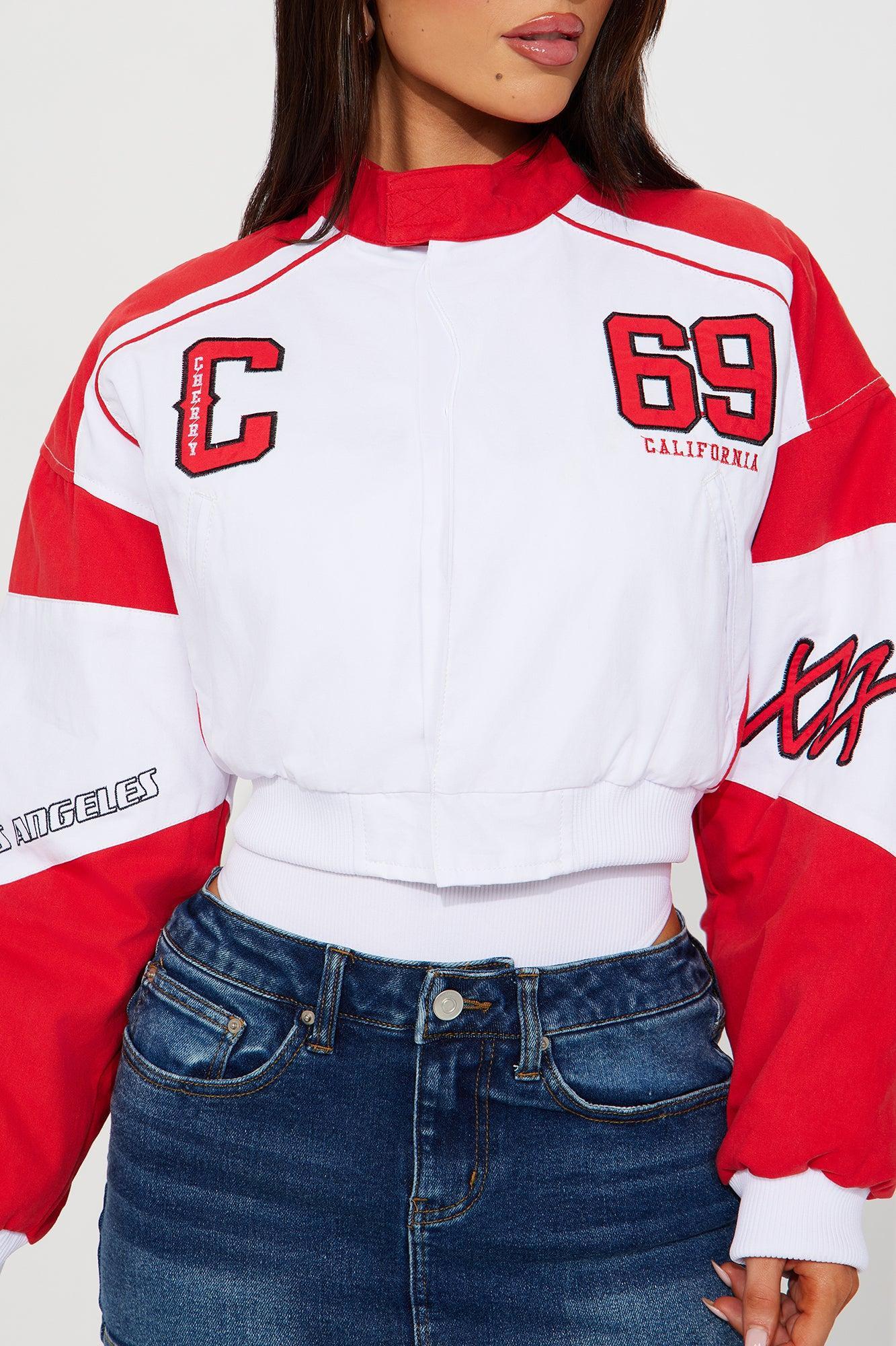 Cherry Bomb Bomber Jacket - Red/combo Female Product Image