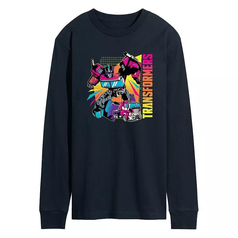 Men's Transformers Neon Halftones Long Sleeve Graphic Tee,  Product Image