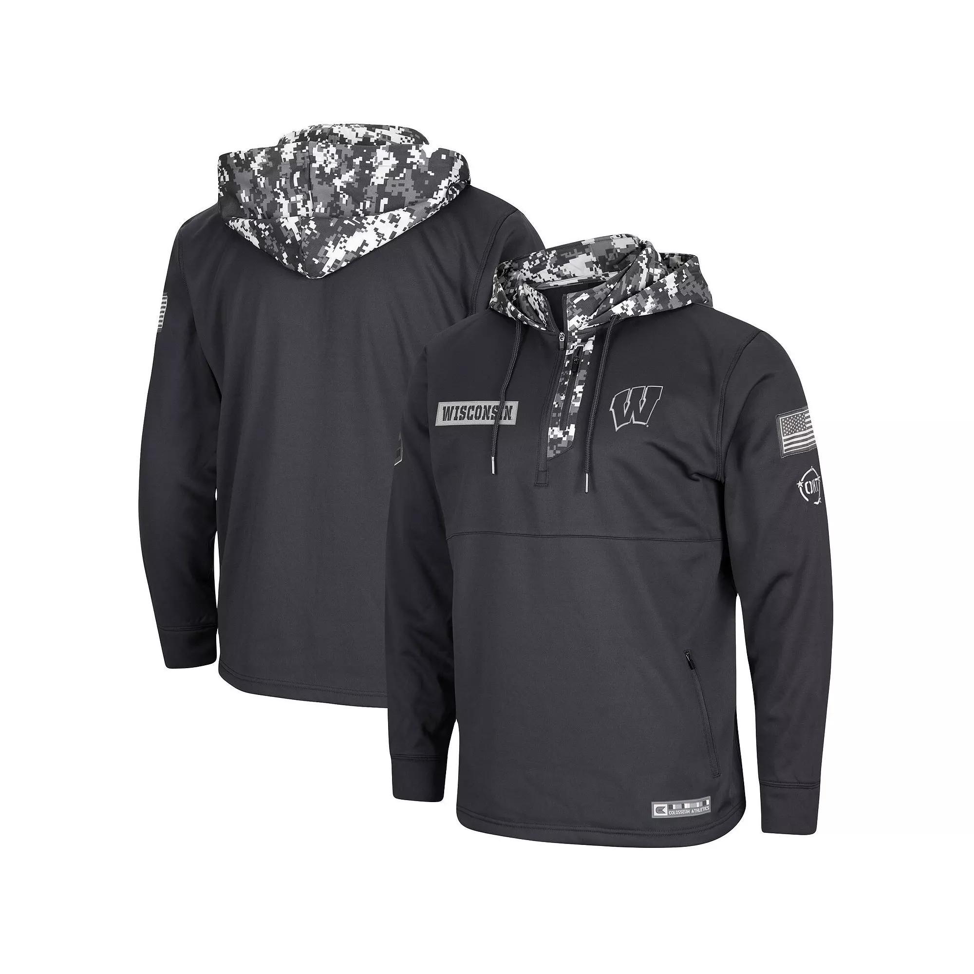 Men's Colosseum Charcoal Virginia Cavaliers OHT Military Appreciation Digi Camo Quarter-Zip Hoodie, Size: Large Product Image