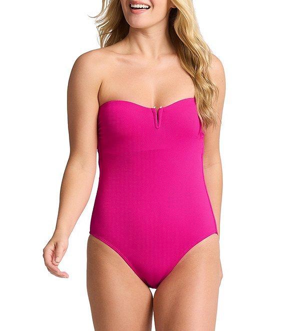 Tommy Bahama Island Cays Sweetheart V-Wire Strapless Tummy Control One Piece Swimsuit Product Image
