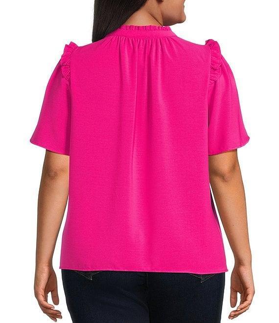 Sugarlips Plus Ordena Split Neck Ruffle Top Product Image