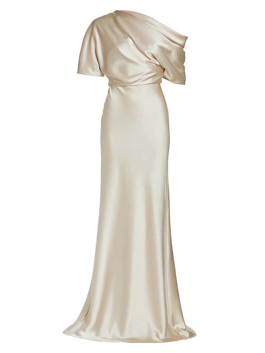 Womens Satin One-Shoulder Gown Product Image