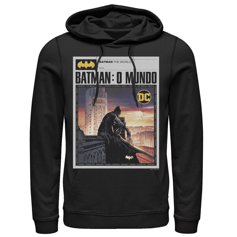 Men's Batman: The World Mexico News Poster Hoodie, Boy's, Size: XXL, Black Product Image