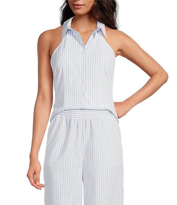Gianni Bini Coordinating Charlie Pinstripe Button-Up Sleeveless Blouse Product Image