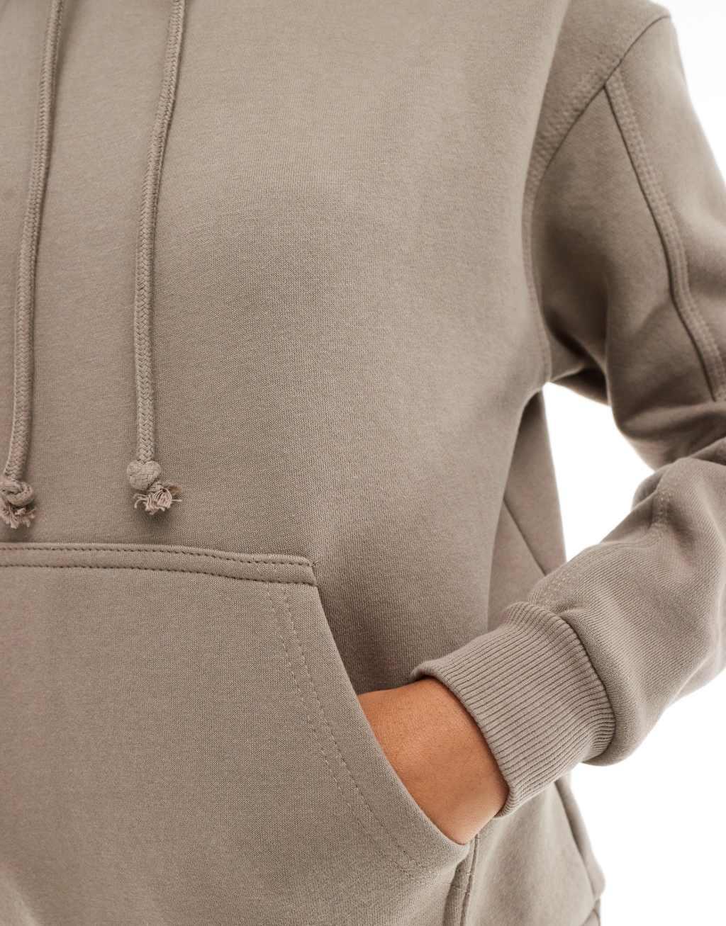 Pull&Bear oversized hoodie in taupe brown Product Image