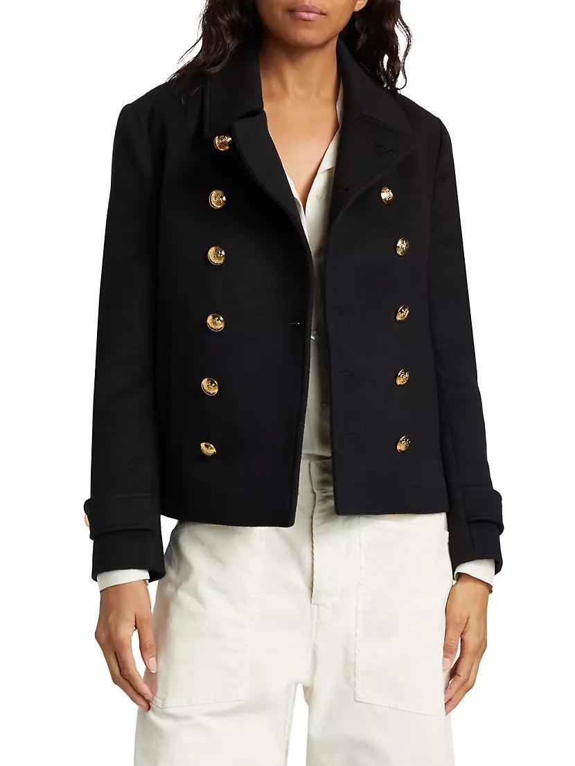 Ornella Wool Cropped Peacoat Product Image