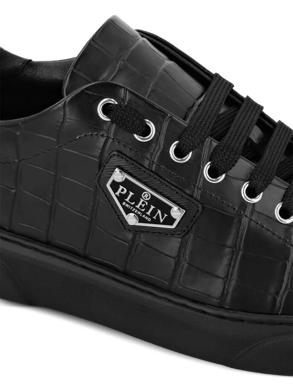 Iconic Plein-plaque crocodile-effect sneakers Product Image