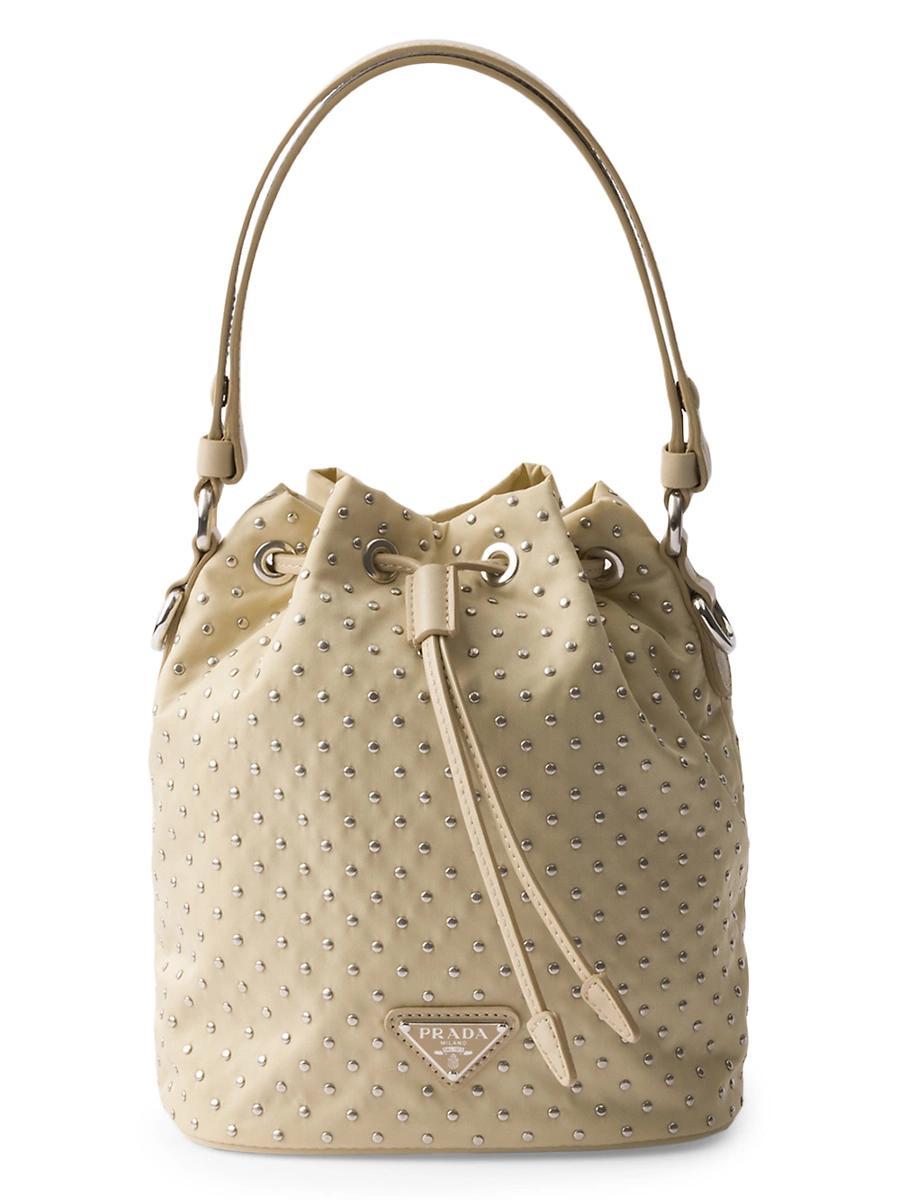 Womens Re-Nylon Mini Bucket Bag with Studs Product Image