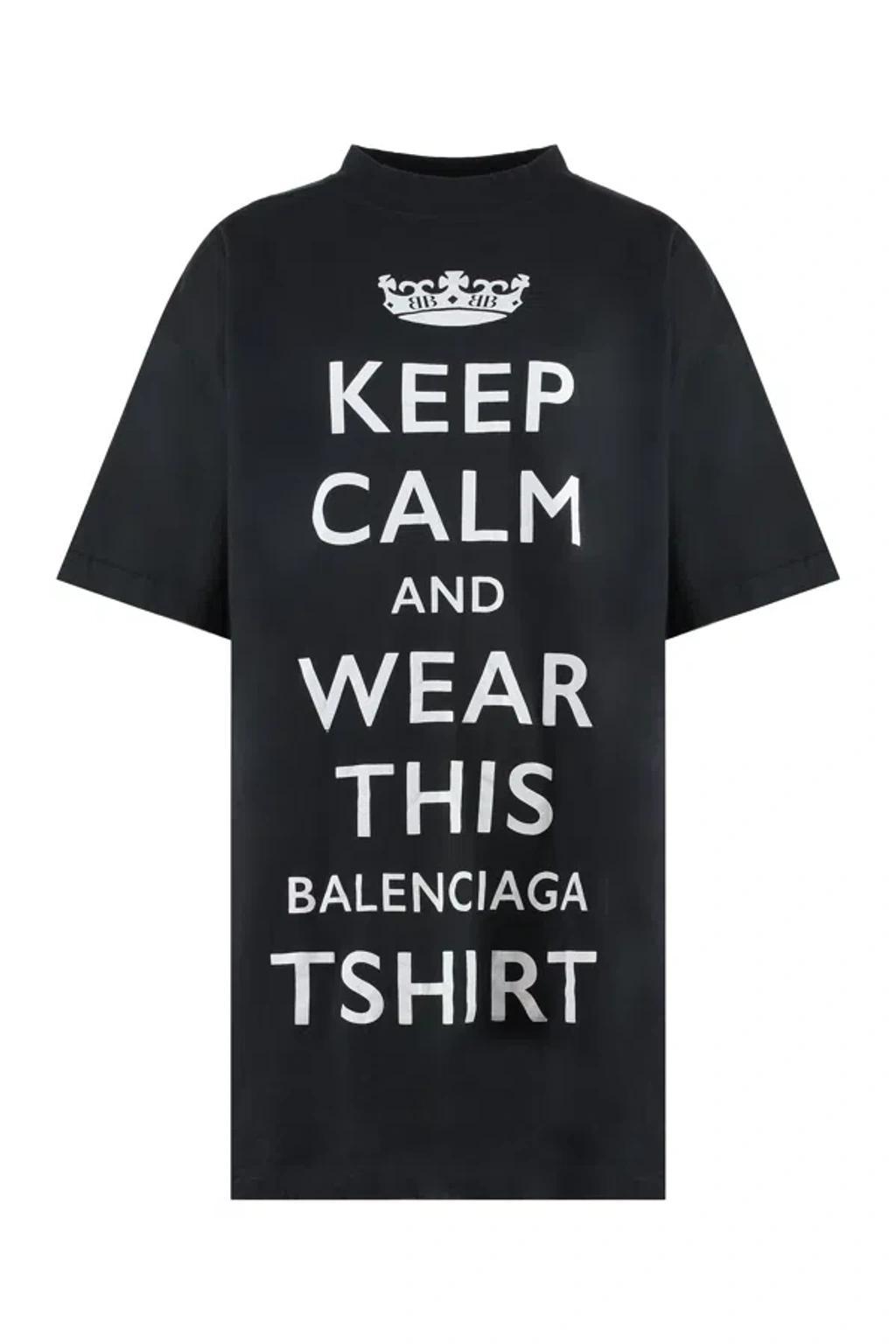 BALENCIAGA Oversize Cotton T-shirt In Black Product Image