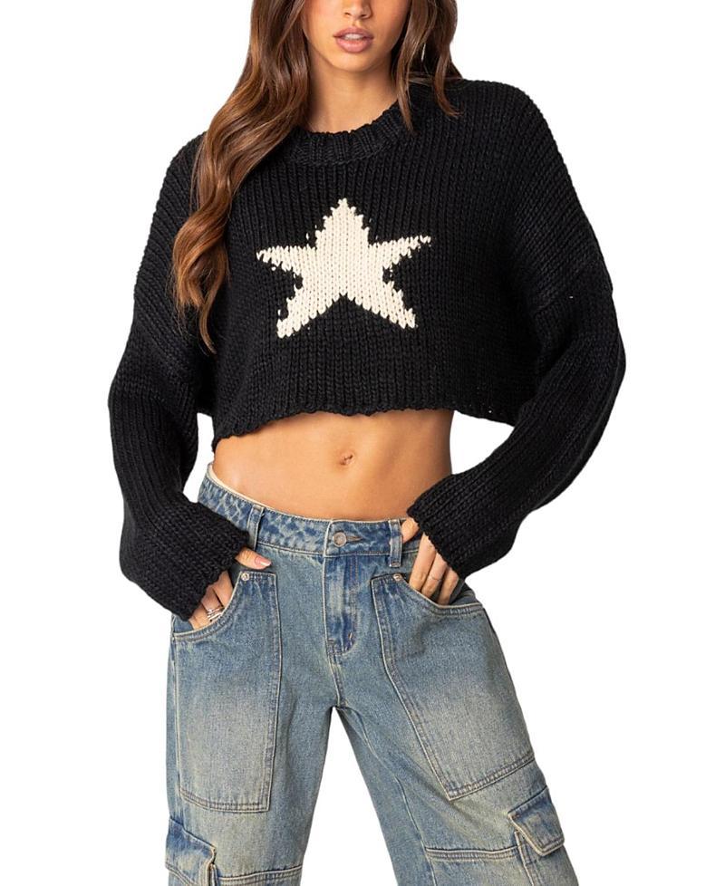 Edikted Mega Star Cropped Sweater Product Image