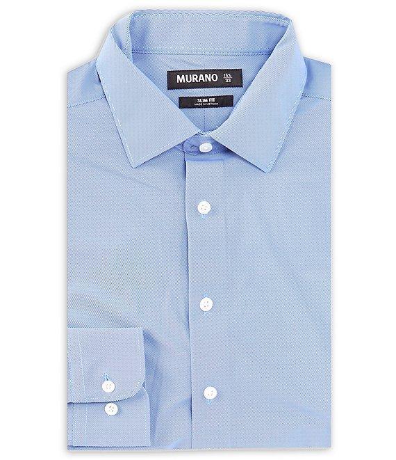 Murano Slim Fit Non-Iron Point Collar Twill Knit Dress Shirt Product Image
