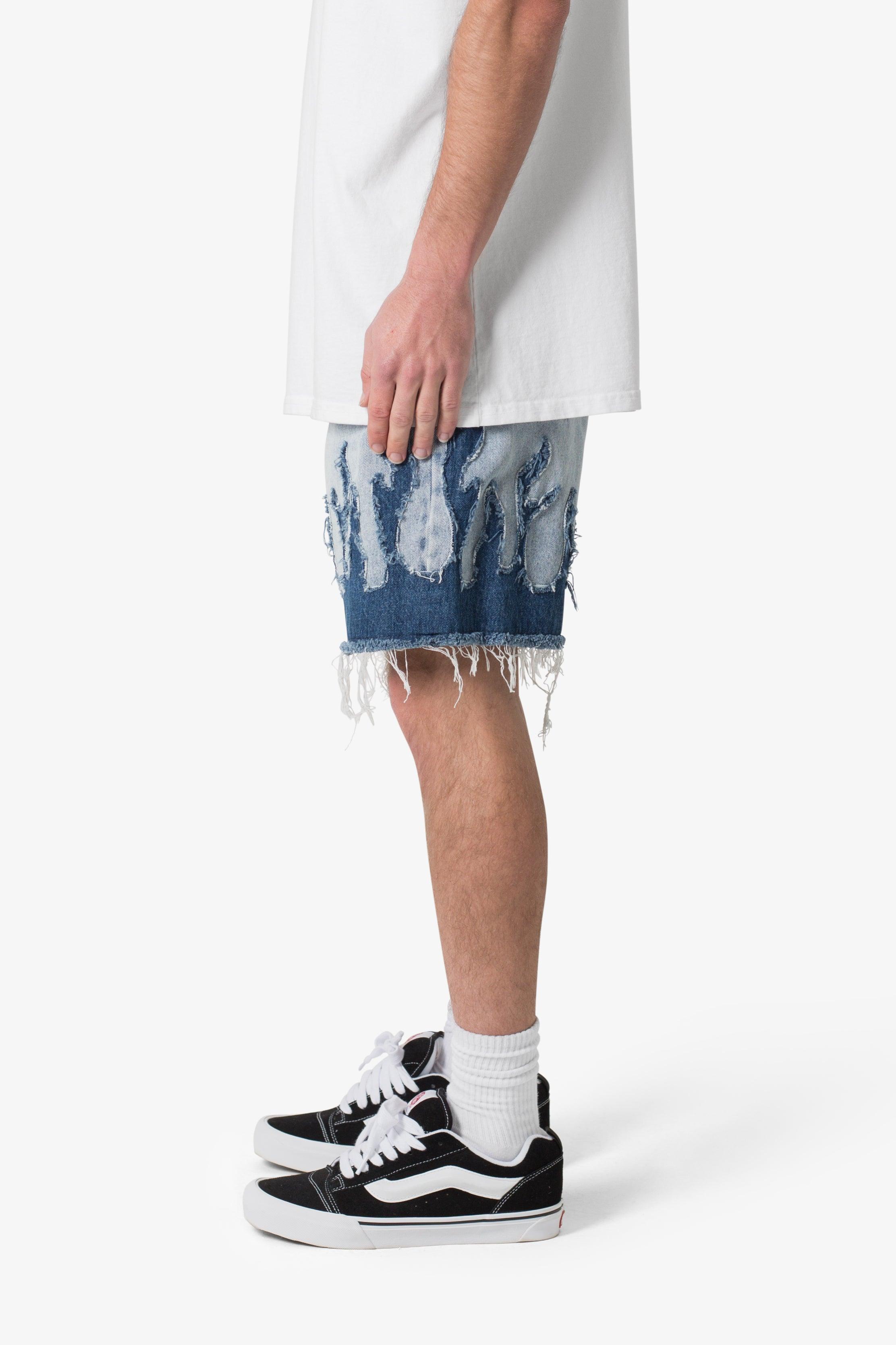 Flame Denim Shorts - Blue Product Image