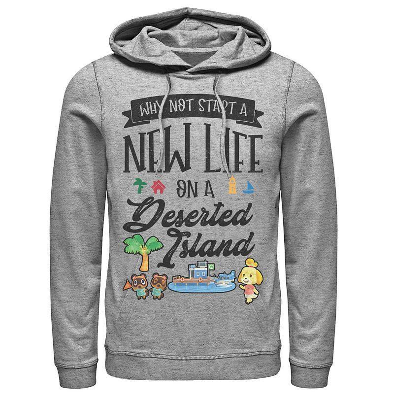 Men's Animal Crossing New Horizons Why Not Start A New Life Hoodie, Size: Small, Athletic Grey Product Image