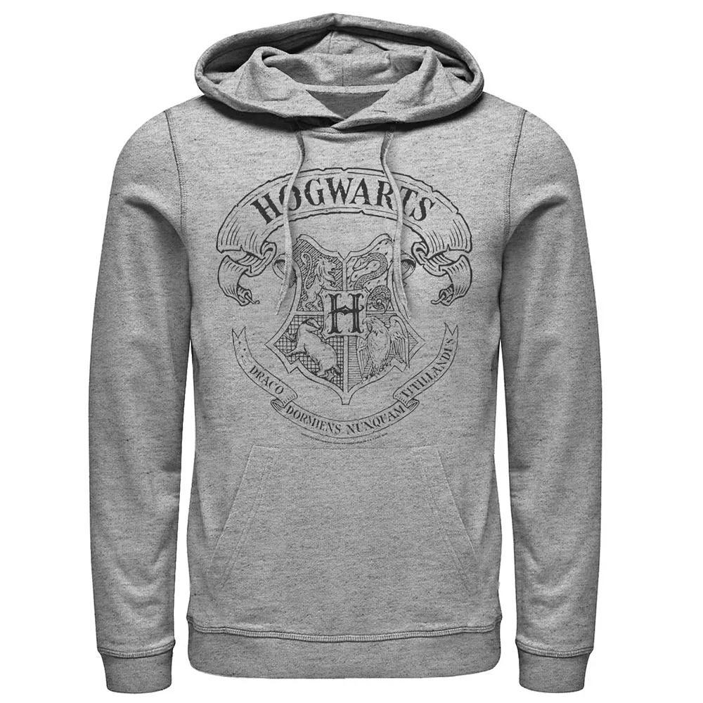Men's Harry Potter Simple Hogwarts Crest Outline Graphic Pullover Hoodie,  Product Image