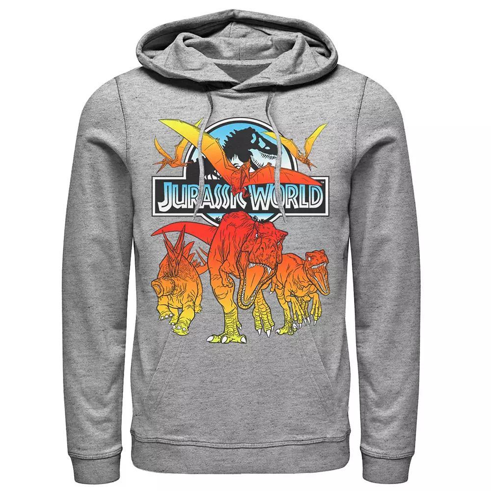 Men's Jurassic World Two Dino Charging Comic Pop Hoodie, Size: Large, Athletic Grey Product Image