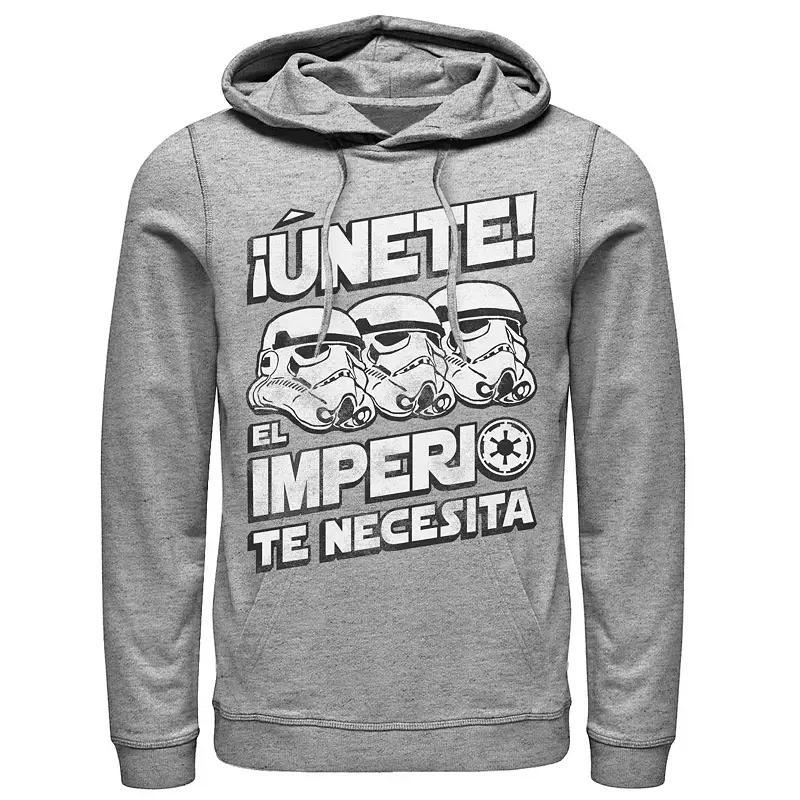 Men's Star Wars Unete El Imperio Te Necesita Stormtrooper Faded Portrait Hoodie, Size: Large, Athletic Grey Product Image