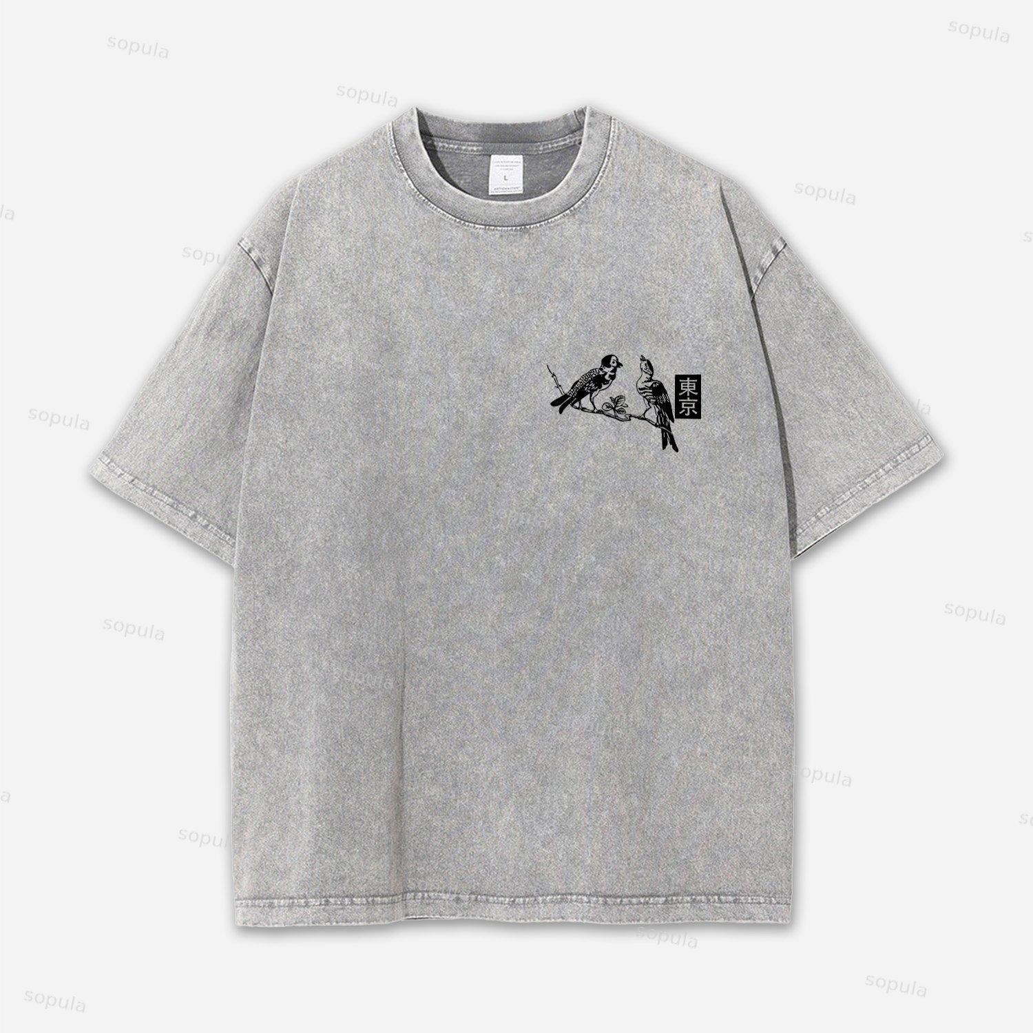 Vintage Little Angel Print Washed T-shirt Product Image