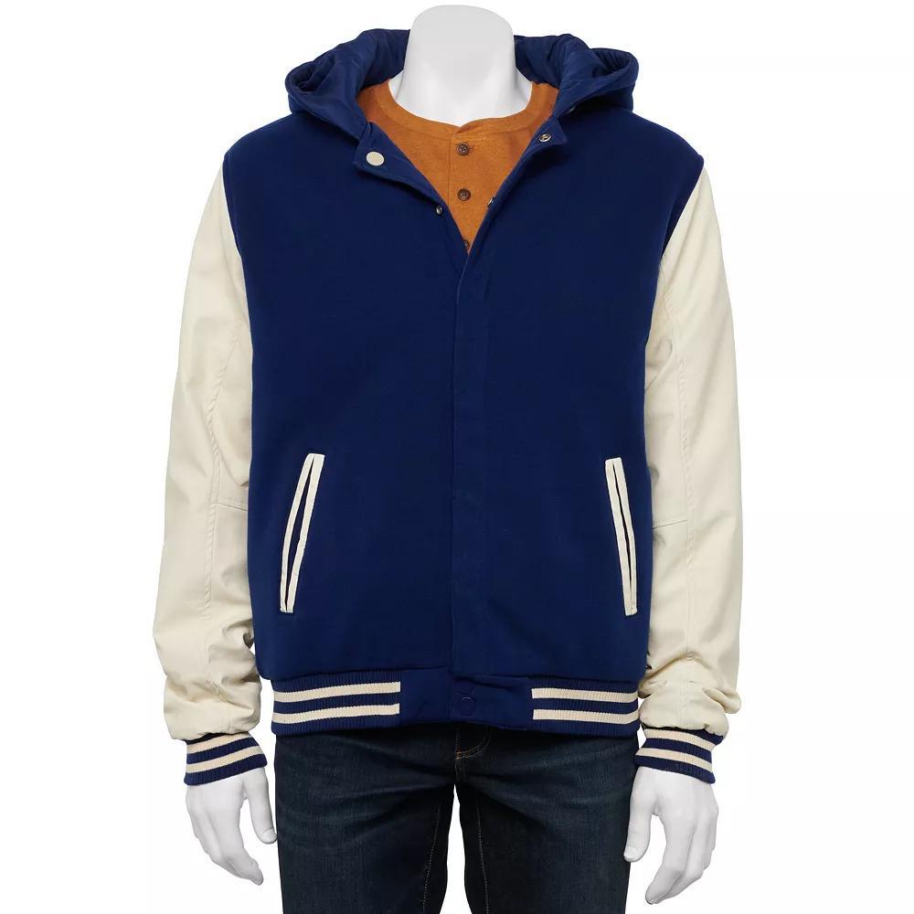 Men's Victory Outfitters Hooded Fleece Varsity-Style Jacket, Size: Large, Blue Product Image