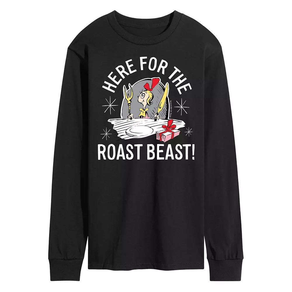 Men's Dr. Seuss Grinch Here For The Roast Beast Long Sleeve Tee, Size: XXL, Black Product Image