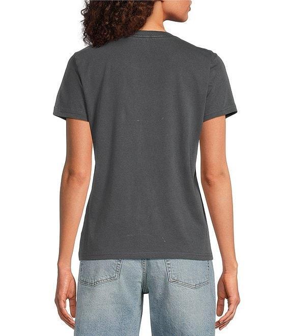 Lucky Brand Beaded Lotus Crew Neck Short Sleeve Tee Shirt Product Image