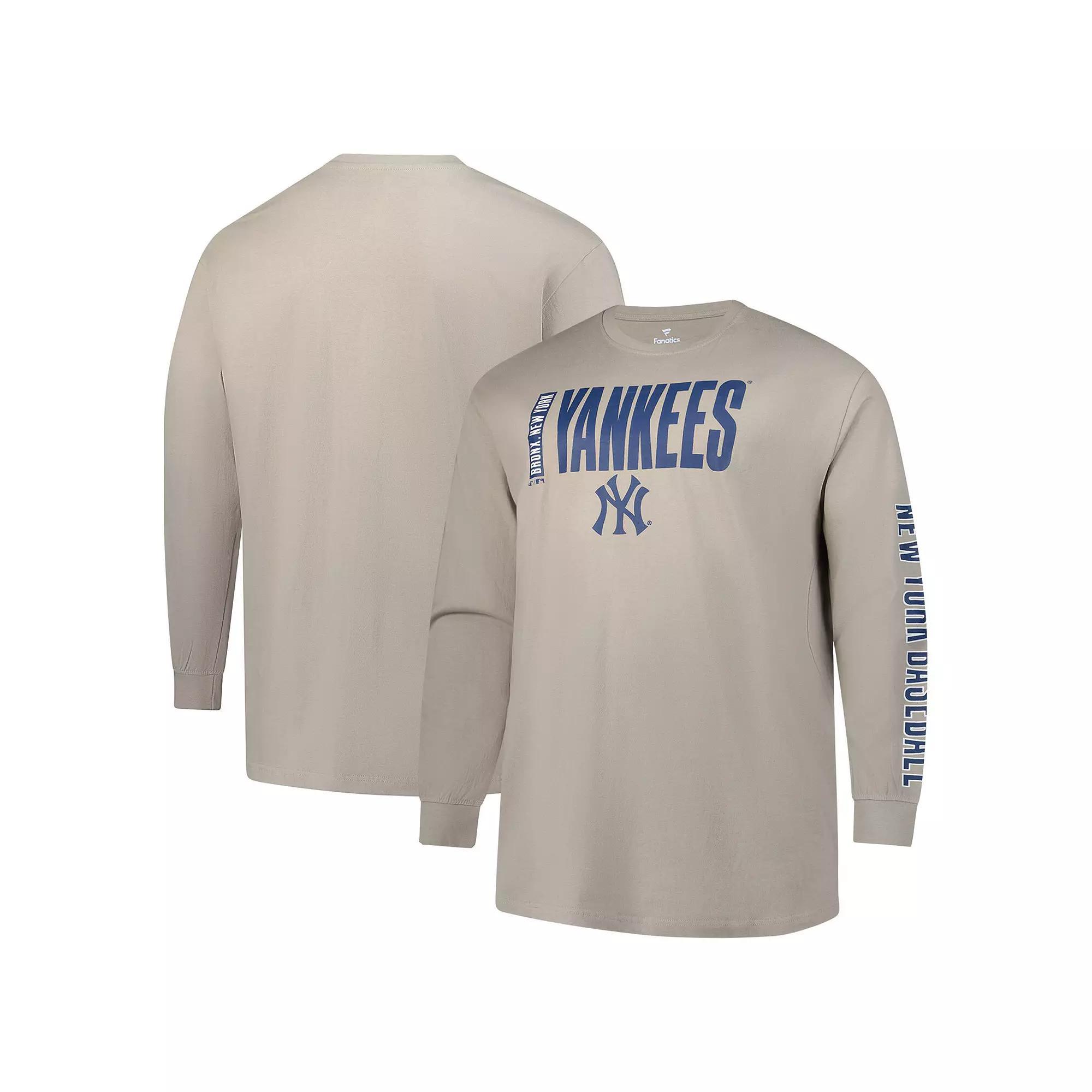 Men's Profile White New York Yankees Big & Tall Two-Hit Long Sleeve T-Shirt, Size: 3XB, Grey Product Image