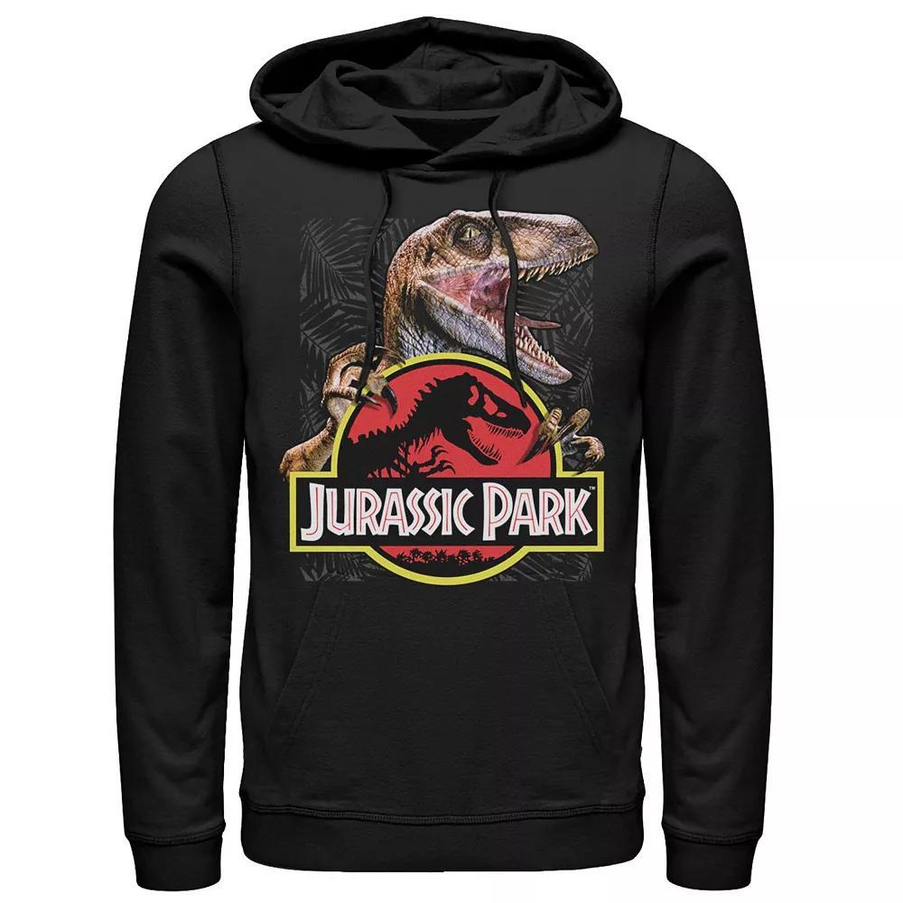 Men's Jurassic Park Raptor Holding Colored Logo Graphic Pullover Hoodie,  Product Image