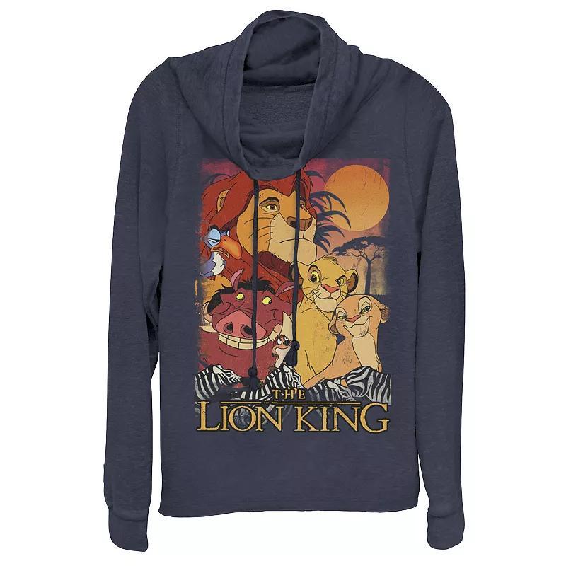 Disney's Lion King Juniors' Happy Group Sunset Cowlneck Graphic Lightweight Long Sleeve, Girl's, Size: XS, Gray Grey Product Image