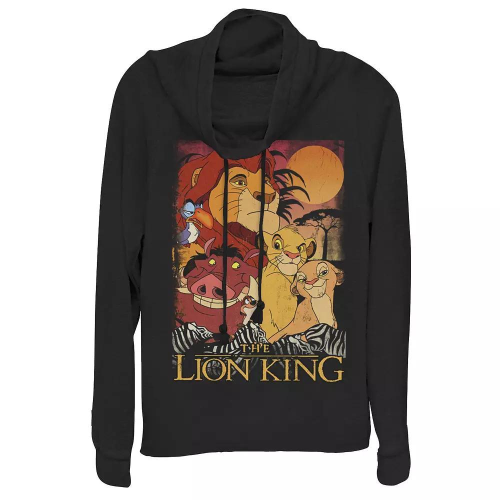 Disney's Lion King Juniors' Happy Group Sunset Cowlneck Graphic Lightweight Long Sleeve, Girl's, Size: XS, Gray Grey Product Image