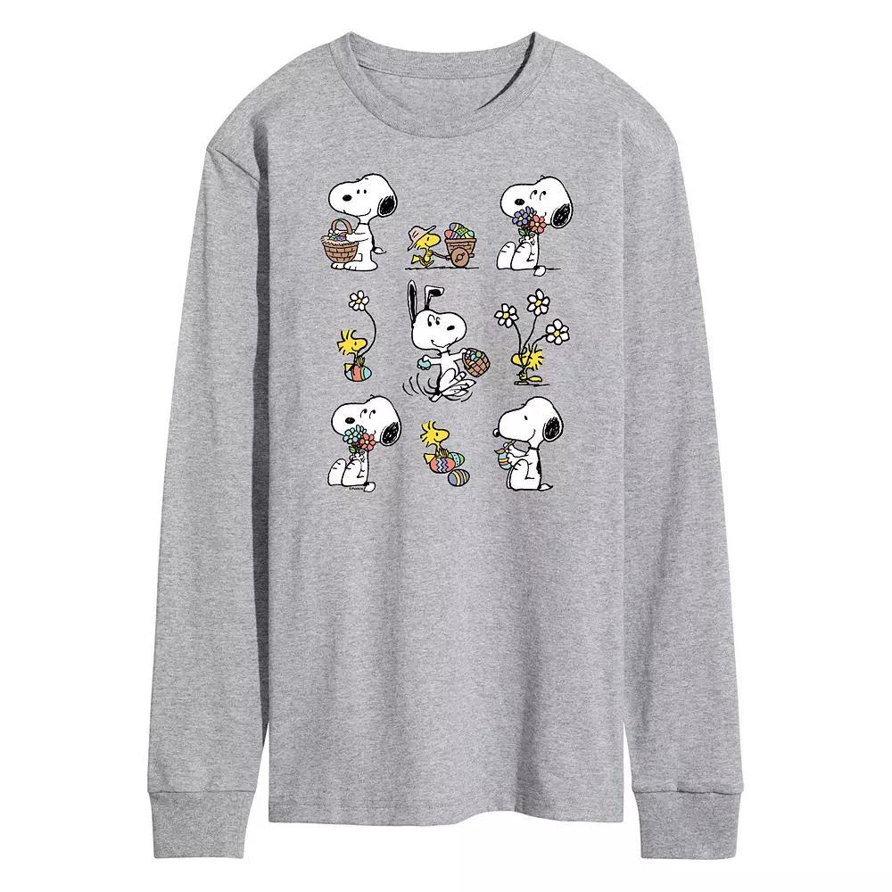 Men's Peanuts Snoopy Woodstock Spring Long Sleeve Graphic Tee, Size: Small, Grey Gray Product Image