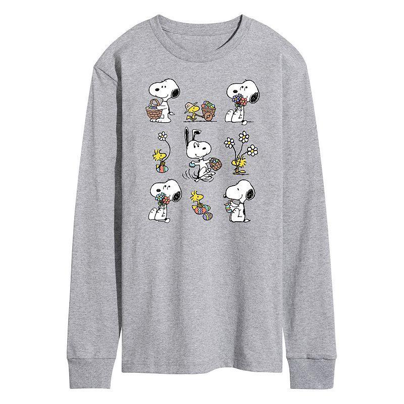 Men's Peanuts Snoopy Woodstock Spring Long Sleeve Graphic Tee, Size: Small, Grey Gray Product Image